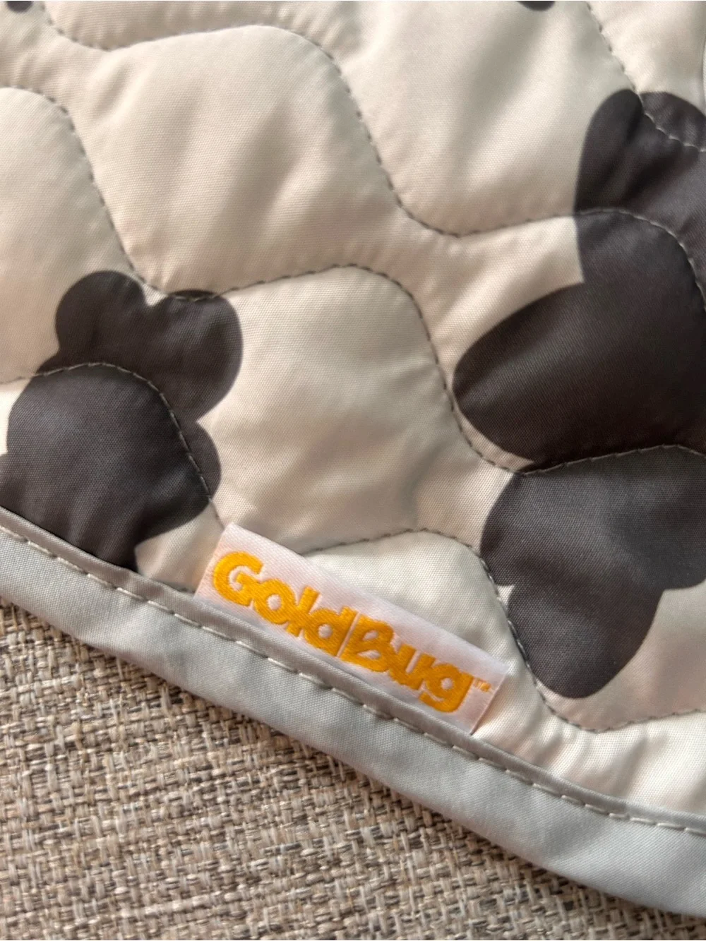 Gold Bug Quilted Hooded Baby One-Piece in Gray and Blue Car Seat/Carrier  Insert